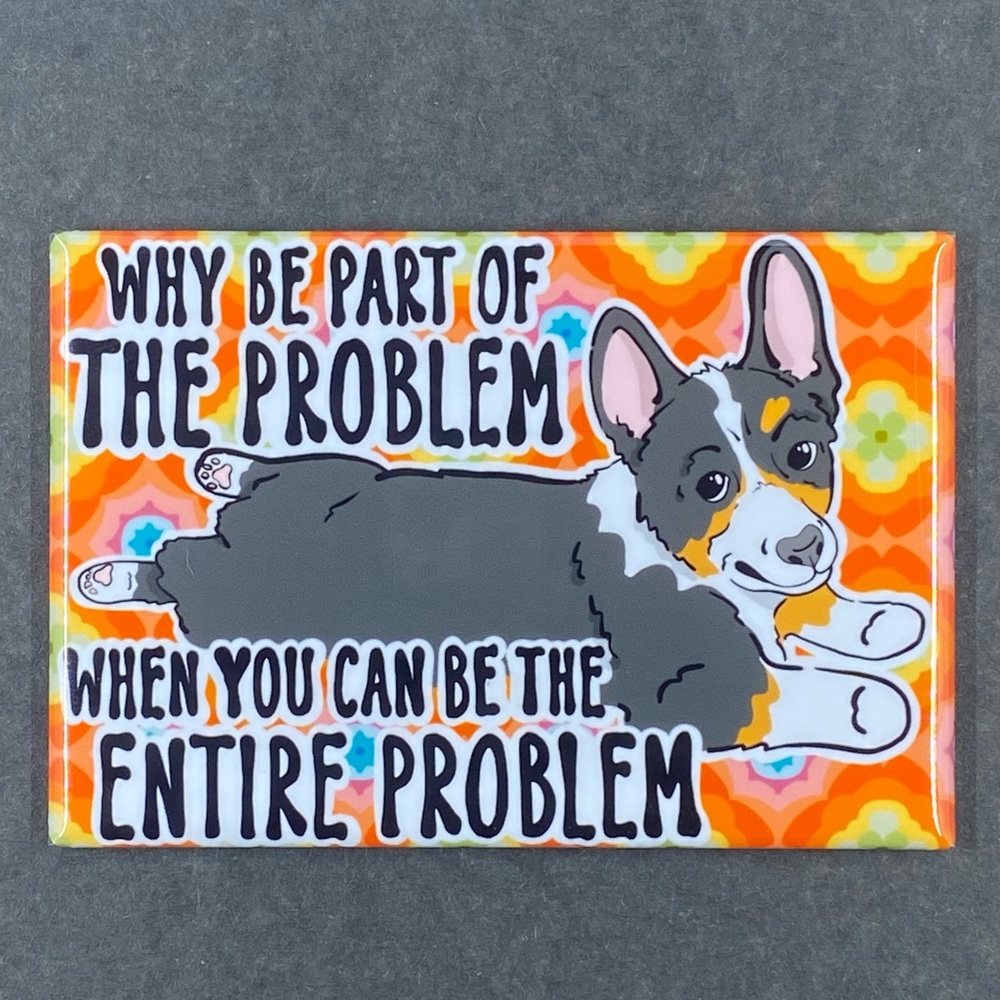 Tricolor Welsh Corgi Magnet, Funny Pet Portrait Decor Gift Handmade 2x3"